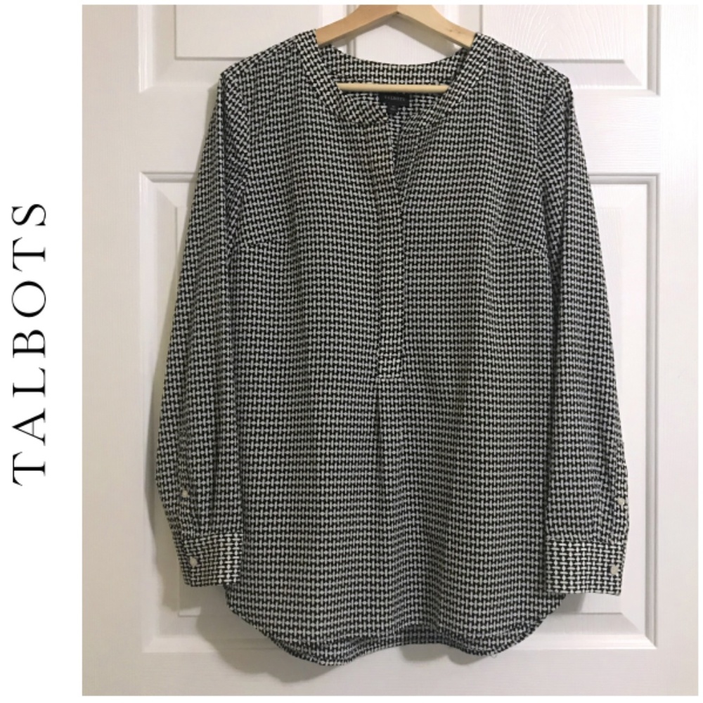 Talbots V-Neck Long Sleeve Blouse Top